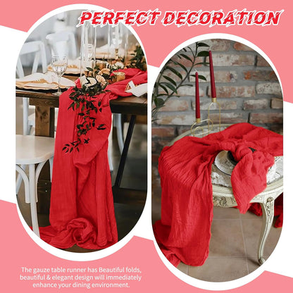 10 Pack Beige Cheesecloth Table Runner 17x108 Inch Boho Gauze Cheese Cloth Table Runners for Wedding Party Baby Shower Birthday Home Decor