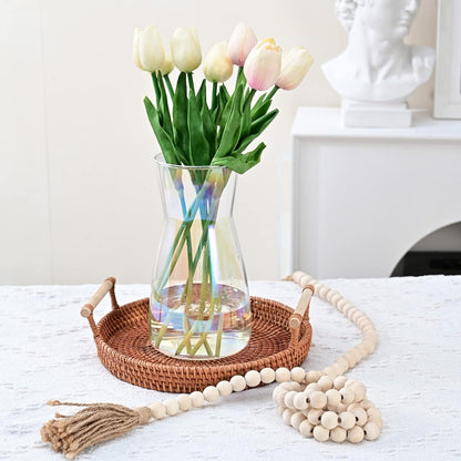 8 inch Clear Glass Flower Vases for Centerpiece Table Home Indoor Desk Decor,Ins Modern Boho Style Vase for Wedding Housewarming Gift