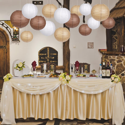 Paper Lanterns Decorative, Round Hanging Paper Lanterns Decorations for Rustic Party Bridal Shower Wedding Sage Green Birthday Party Supplies Gold/Ivory/Sage Green 15pcs