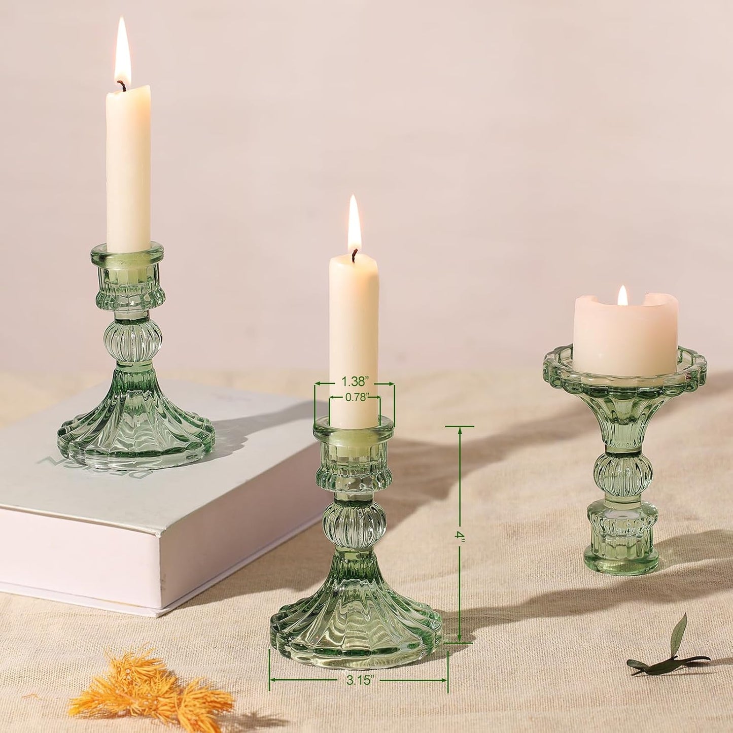 DARJEN Candlestick Holders Set,12Pcs 4" H Taper Candle Holders Bulk, Clear Glass Candle Holders for Wedding, Spring Party, Romantic Dinner, Festival & Windowsill Decor