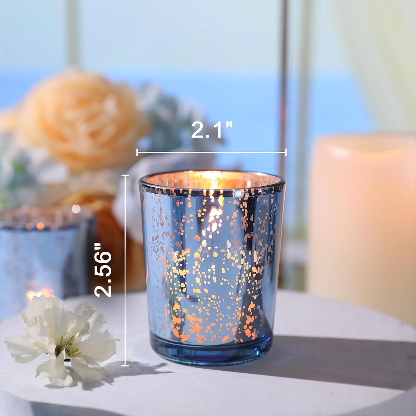 LETINE Gold Votive Candle Holders Set of 36 - Speckled Mercury Gold Glass Candle Holder Bulk - Ideal Spring Summer Decor for Wedding Centerpiece Table，Valentine's Day Decorations Indoor
