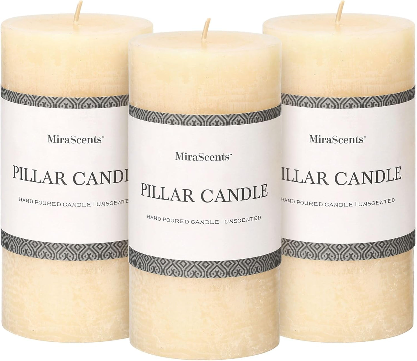 3x6 Inch Sage Green Pillar Candles Set of 3 - Unscented Spring, Long Clean Burning, Large Smokeless Dripless for Home Decor, Dinner Table, Bathroom, Rustic Decor
