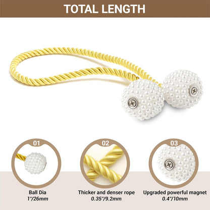 Hion Magnetic Curtain Tiebacks Black 2pcs, Curtain Tiebacks Buckles Holdbacks Holders Hooks Clip for Home Outdoor Bedroom Office Decorative Curtain