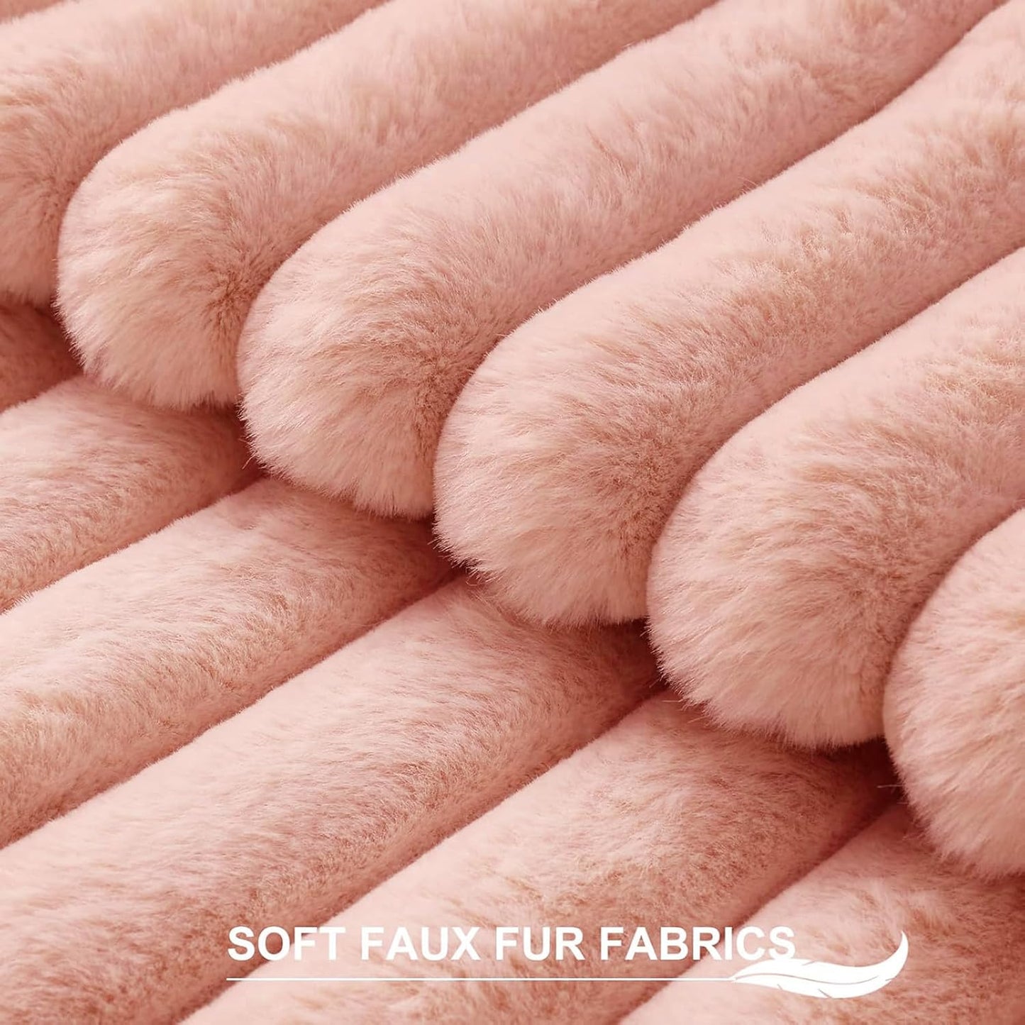 Pallene Faux Fur Plush Throw Pillow Covers 18x18 Set of 2, Luxury Soft Fluffy Striped Decorative Pillow Covers for Sofa, Couch, Living Room, Cream White
