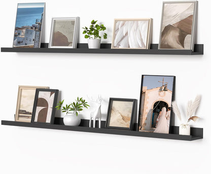 Heimlove Picture Ledge Shelf, Floating Shelves Set of 2, 24 Inches Picture Shelf for Wall with Ledge, Kids Bookshelf Wall Mounted for Living Room Bedroom Decor Books Photo Frames - White