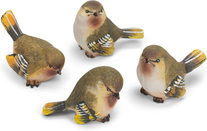 RAZ Imports Striped Wing Bird 2.5 x 2.25 inch Resin Decorative Tabletop Figurine Set of 4, Sage Green