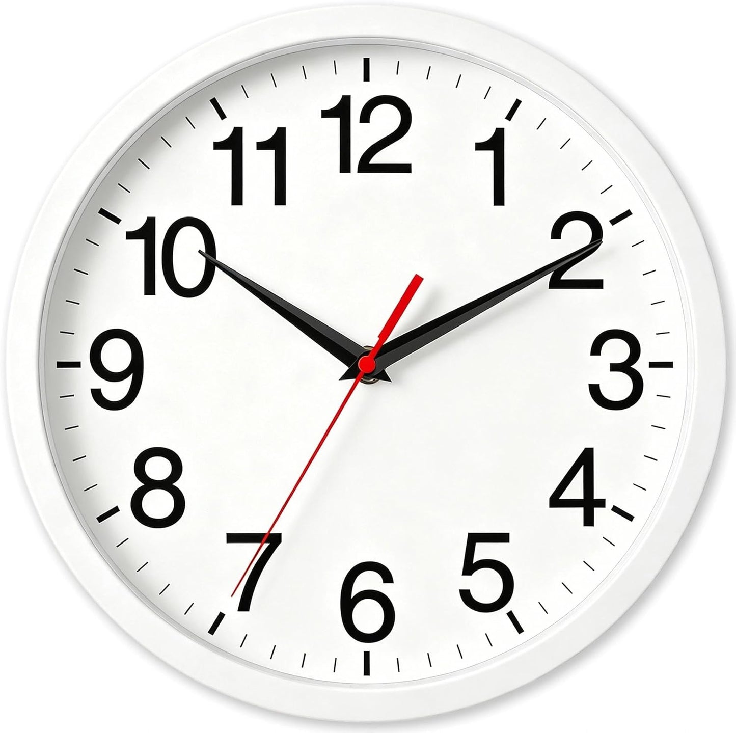 Rohioue Wall Clock Modern 8 Inch Battery Operated Silent Non Ticking Small Analog Clock for Living Room Office Home Bedroom Kitchen Bathroom(Black)
