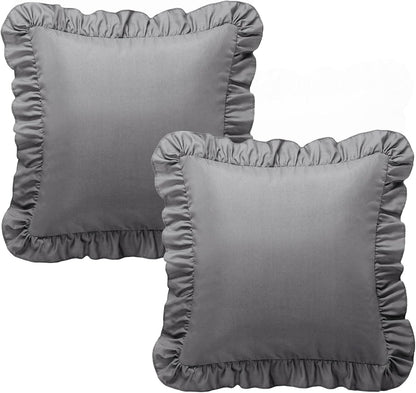 KKJIAF Ruffle Pillow Cases 26x26 Inches, White Square Ruffled Pillow Covers Set of 2, Microfiber Wrinkle Resistant Pillow Shams with Envelope Closure for Sofa Bed Living Room
