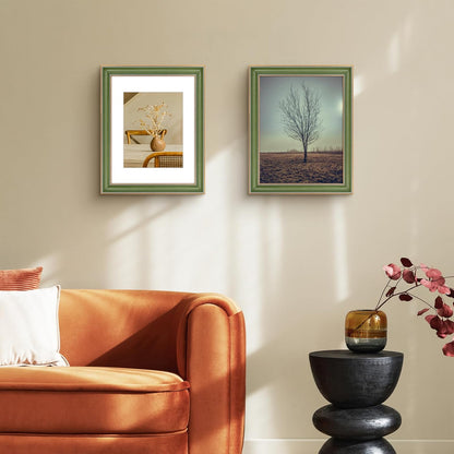 Golden State Art, 11x14 Photo Frame with Mat for Pictures 8x10 and Real Glass (Dark Gold Brown & Bronze Pewter Panel with White Color Mat, 1.25 Inch Frame Border)