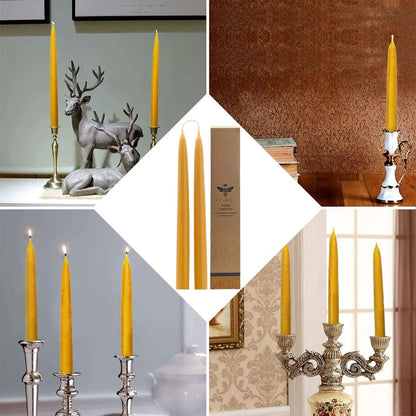 Natural Beeswax Taper Candles, DEYBBY Smokeless and Dripless Beeswax Candles, Long Lasting Burning, Nontoxic, 8 inch, 6 Pack