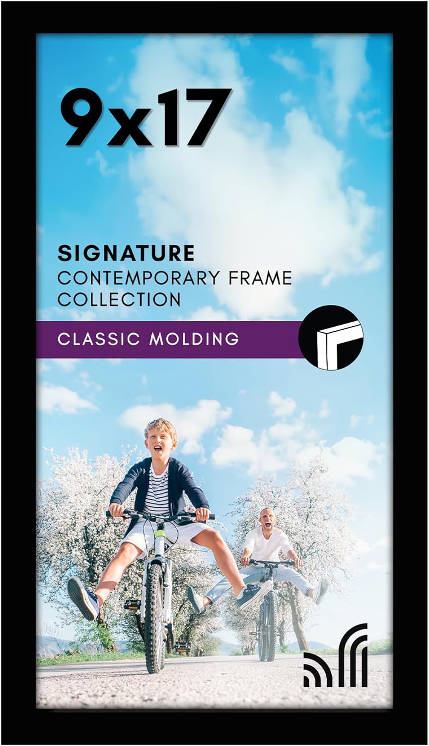 Americanflat 12x18 Poster Frame with Shatter-Resistant Glass - Signature Collection - Gallery-Style Frames Made of Engineered Wood - Photo Frame for Wall Display - Black - Colors B