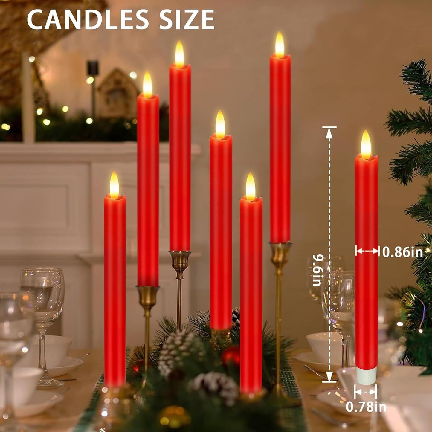 KSWING Upgraded Real Wax Short LED Flameless Taper Candles with Remote, 6 PCS White Candlesticks Battery Operated 3D Flickering - 6" Realistic Fake Candle Sticks for Home/Wedding/Fireplace Xmas Decor