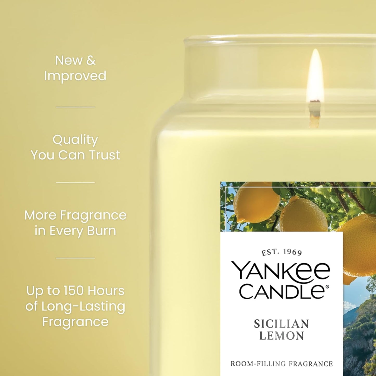 Yankee Candle Sage & Citrus, Scented Candle, 22oz Large Jar with up to 150 Hour Burn Time, Giftable, Birthdays
