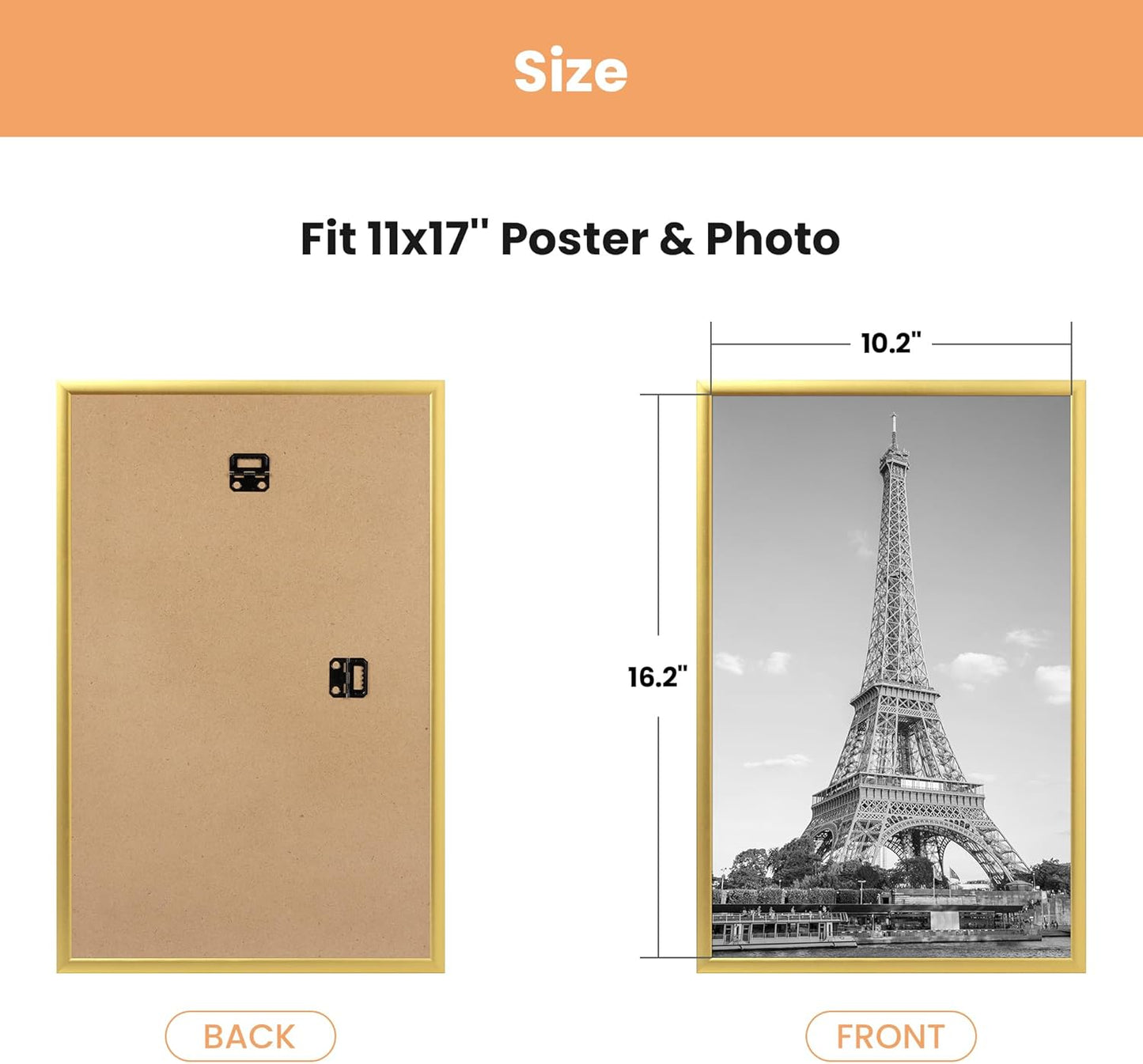 upsimples 18x24 Picture Frame Black 3 Pack, Scratch-Proof Poster Frames 18 x 24 for Photo Gallery - Slide-In Strips, Horizontal or Vertical Wall Mounting