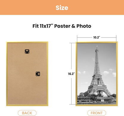 upsimples 24x36 Poster Frame Black 3 Pack, Scratch-Proof Picture Frames 24 x 36 for Photo Gallery - Slide-In Strips, Horizontal or Vertical Wall Mounting