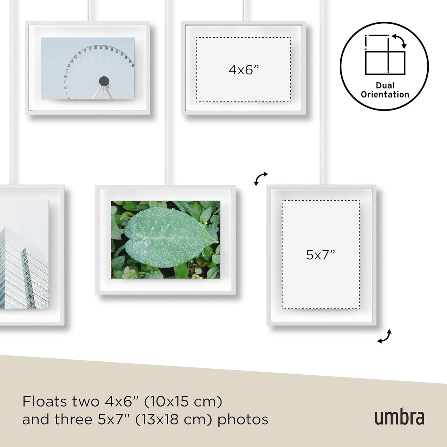 Umbra Exhibit Picture Frame Gallery Set, Adjustable Wall Collage Displays Nine Photos (Four 5x7" and Five 8x10"), Set of 9, Black
