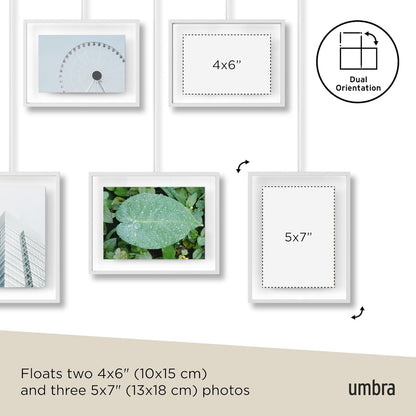 Umbra Exhibit Picture Frame Gallery Set, Adjustable Wall Collage Displays Nine Photos (Four 5x7" and Five 8x10"), Set of 9, Black