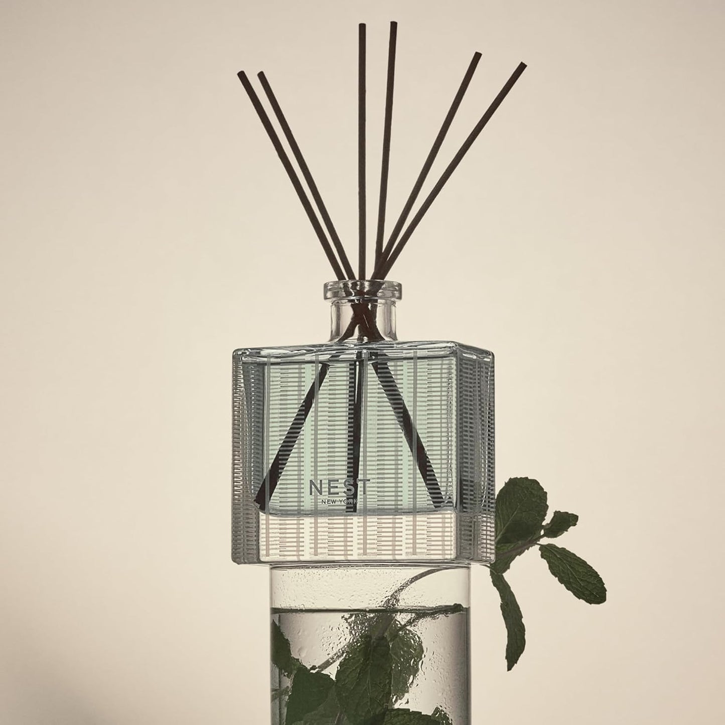 NEST New York Reed Diffuser, Himalayan Salt & Rosewater - The Wellness Collection - 5.9 fl oz - Fragrance for Up to 90 Days - Reusable, Refillable Glass Holder - Includes 8 All-Natural Reed Sticks