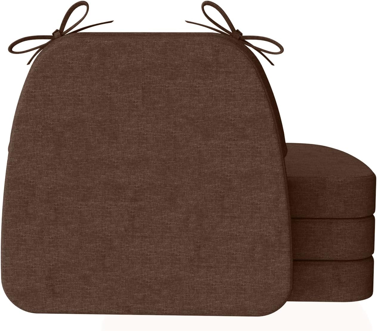 AAAAAcessories D-Shaped Chair Cushions, 2" Thick Dining Chair Pads with Ties and Removable, Machine-Washable Cover, 17" x 16", Set of 4, Oatmeal Beige - Colors A