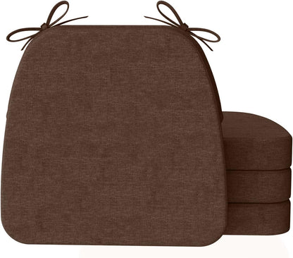 AAAAAcessories D-Shaped Chair Cushions, 2" Thick Dining Chair Pads with Ties and Removable, Machine-Washable Cover, 17" x 16", Set of 4, Oatmeal Beige - Colors A