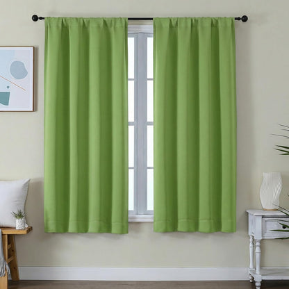 Simplebrand Ava Sage Green Blackout Curtains for Bedroom 63 Inch Length 2 Panels Set, Solid Thermal Insulated Energy Saving Rod Pocket Window Treatment Curtains Blackout Drapes, W40 x L63 Inch, Sage - Colors C