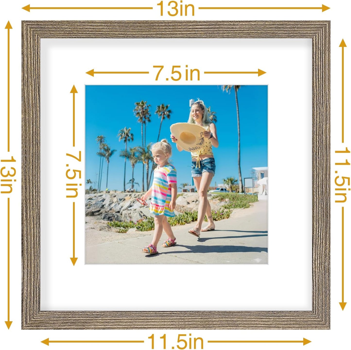 Vittanly 8x10 Picture Frames Set of 9, Shatter Resistant Plexiglass, Display 5x7 Pictures with Mat or 8x10 without Mat, Photo Frames for Wall or Tabletop, Engineered Wood, Black - Colors B