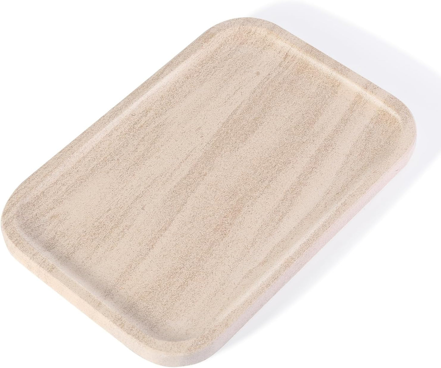 Marble Vanity Tray for Dresser Organizer, Travertine Bathroom Tray Countertop, Beige Decorative Serving Trays, Kitchen Sink Storage, Jewelry & Perfume Holder(Travertino Romano)