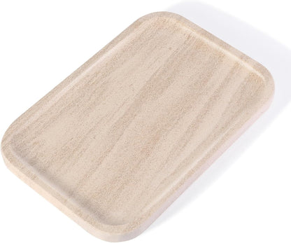 Marble Vanity Tray for Dresser Organizer, Travertine Bathroom Tray Countertop, Beige Decorative Serving Trays, Kitchen Sink Storage, Jewelry & Perfume Holder(Travertino Romano)