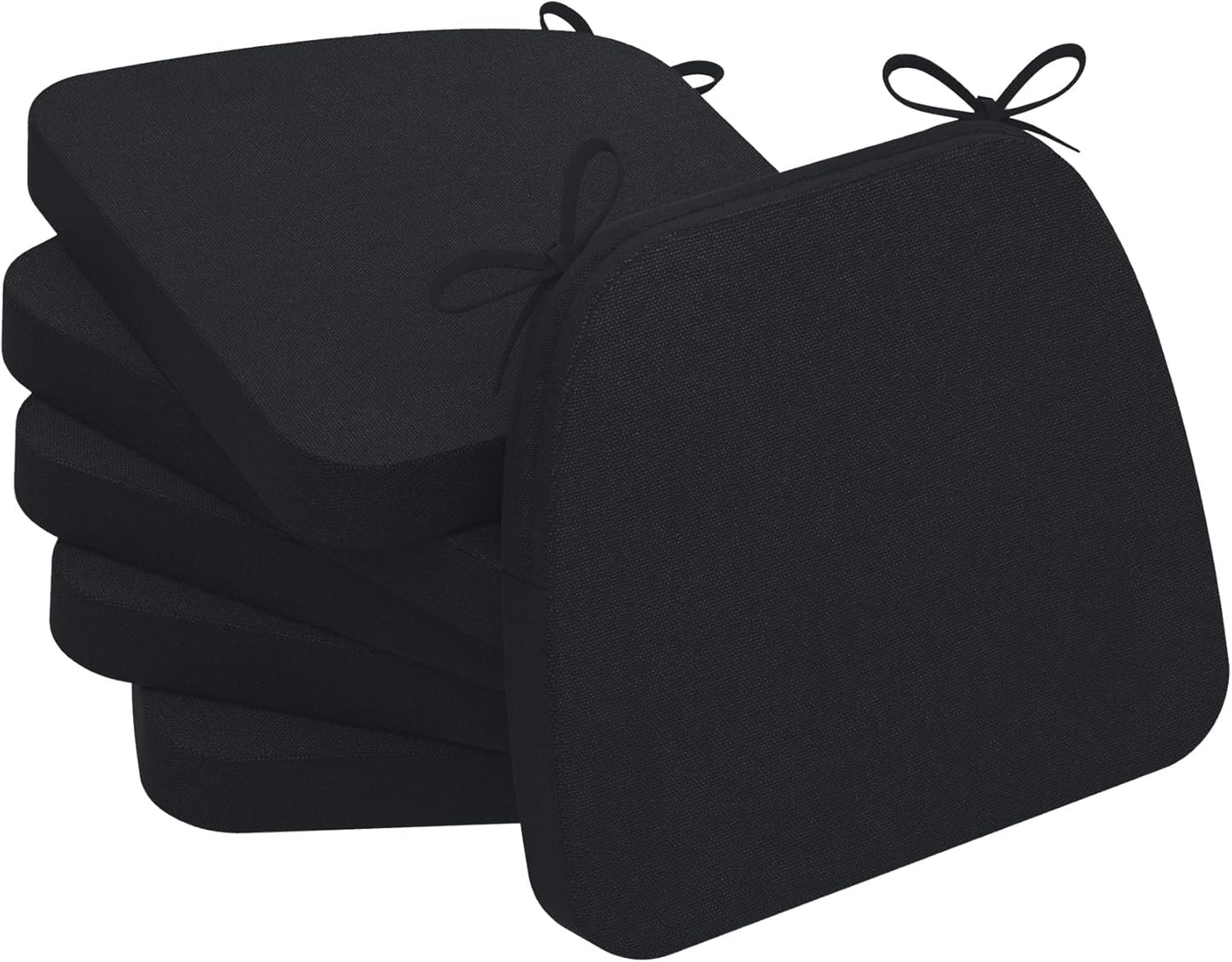 AAAAAcessories D-Shaped Chair Cushions, 2" Thick Dining Chair Pads with Ties and Removable, Machine-Washable Cover, 17" x 16", Set of 4, Oatmeal Beige - Colors A