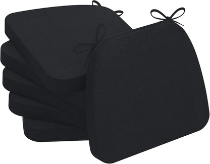 AAAAAcessories D-Shaped Chair Cushions, 2" Thick Dining Chair Pads with Ties and Removable, Machine-Washable Cover, 17" x 16", Set of 4, Oatmeal Beige - Colors A