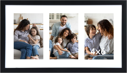 Fixwal Collage Picture Frame with Clear Plexiglass, Displays 5pcs 4x6 Photos or Use as One Frame for Gallery Wall Decor, Signature Collection, Black