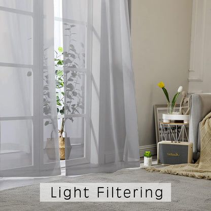 OWENIE Sheer Curtains 84 inches Long 2 Panels Set for Living Room/Bedroom, Rod Pocket Voile Sheer Panel Drapes, White, 2pcs, Each 42" W x 84" L - Colors A