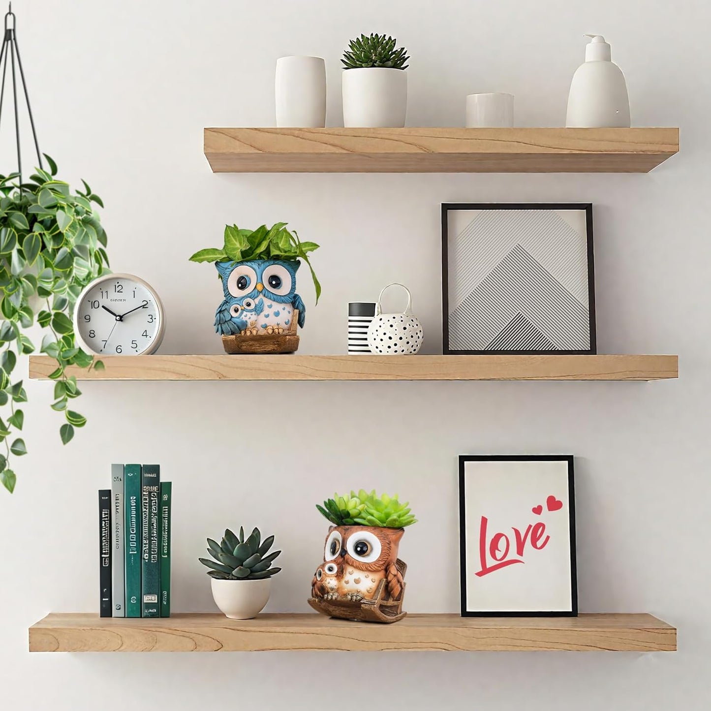 Saysmile Unique Owl Plant Pots Indoor, Cute Small Succulent Pots with Drainage Hole, Rocking Chair Planters for Outdoor Indoor Plants, Resin Flower Pot for String of Pearls, Gift Ideas for Mother