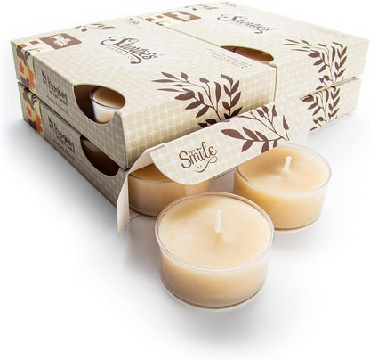 Shortie's Candle Company Vanilla Bean Premium Tealight Candles Bulk Pack - 24 Beige Highly Scented Tea Lights - Beautiful Candlelight - Made in the USA - Bakery & Food Collection