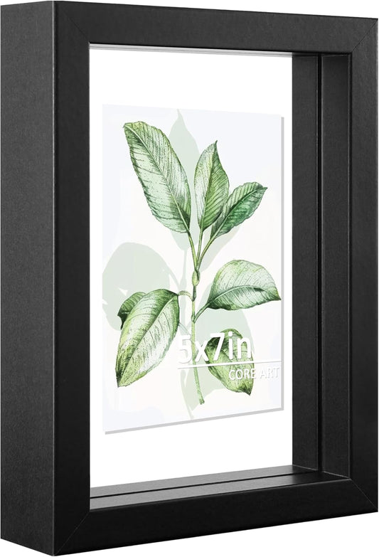 CORE ART 8x10 Floating Picture Frame,Double Plexglass Floating Frame for 5x7,4x6 Pictures,Wall or Tabletop Display,Black
