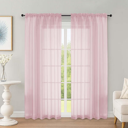 OWENIE Sheer Curtains 84 inches Long 2 Panels Set for Living Room/Bedroom, Rod Pocket Voile Sheer Panel Drapes, White, 2pcs, Each 42" W x 84" L - Colors A