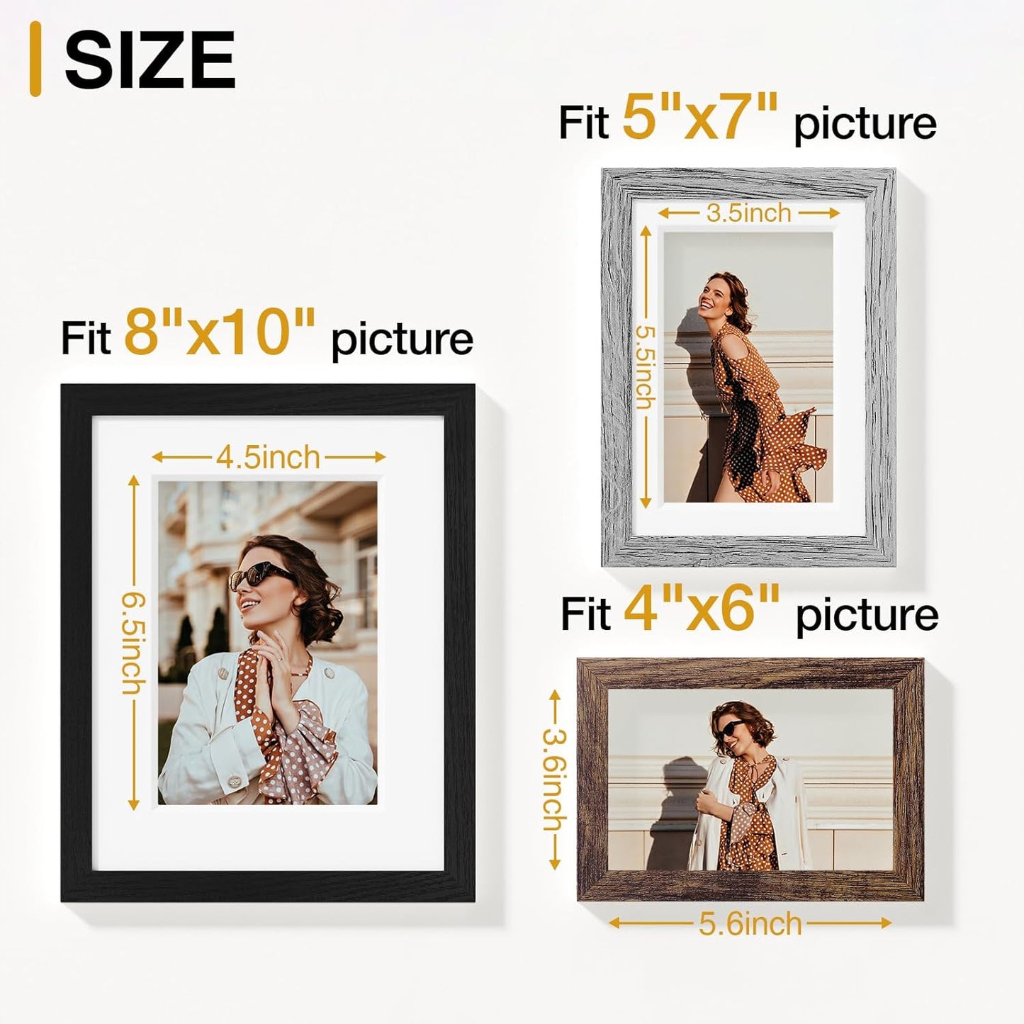 Vittanly 20 Pack Picture Frames Collage Wall Decor, Multi Sizes Including 4pcs 8x10, 8pcs 5x7 and 8pcs 4x6 Photo Frames, Gallery Frame Set for Wall or Tabletop Display, Black, Brown and Dark Grey