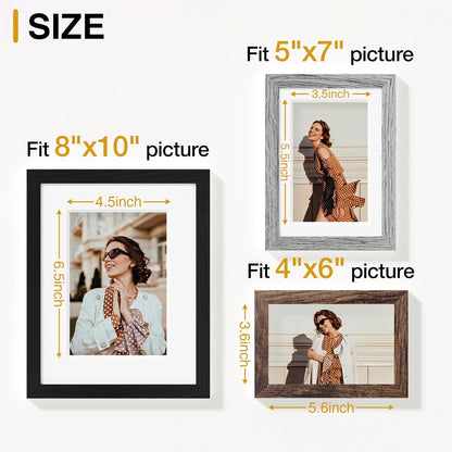 Vittanly 20 Pack Picture Frames Collage Wall Decor, Multi Sizes Including 4pcs 8x10, 8pcs 5x7 and 8pcs 4x6 Photo Frames, Gallery Frame Set for Wall or Tabletop Display, Black, Brown and Dark Grey