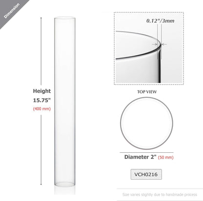 WGVI Hurricane Candle Holder Sleeve, Wide 4", Height 8", Clear Glass Cylinder Candleholder, Chimney Tube, Open Ended Candle Shade, 1 Piece - Colors A