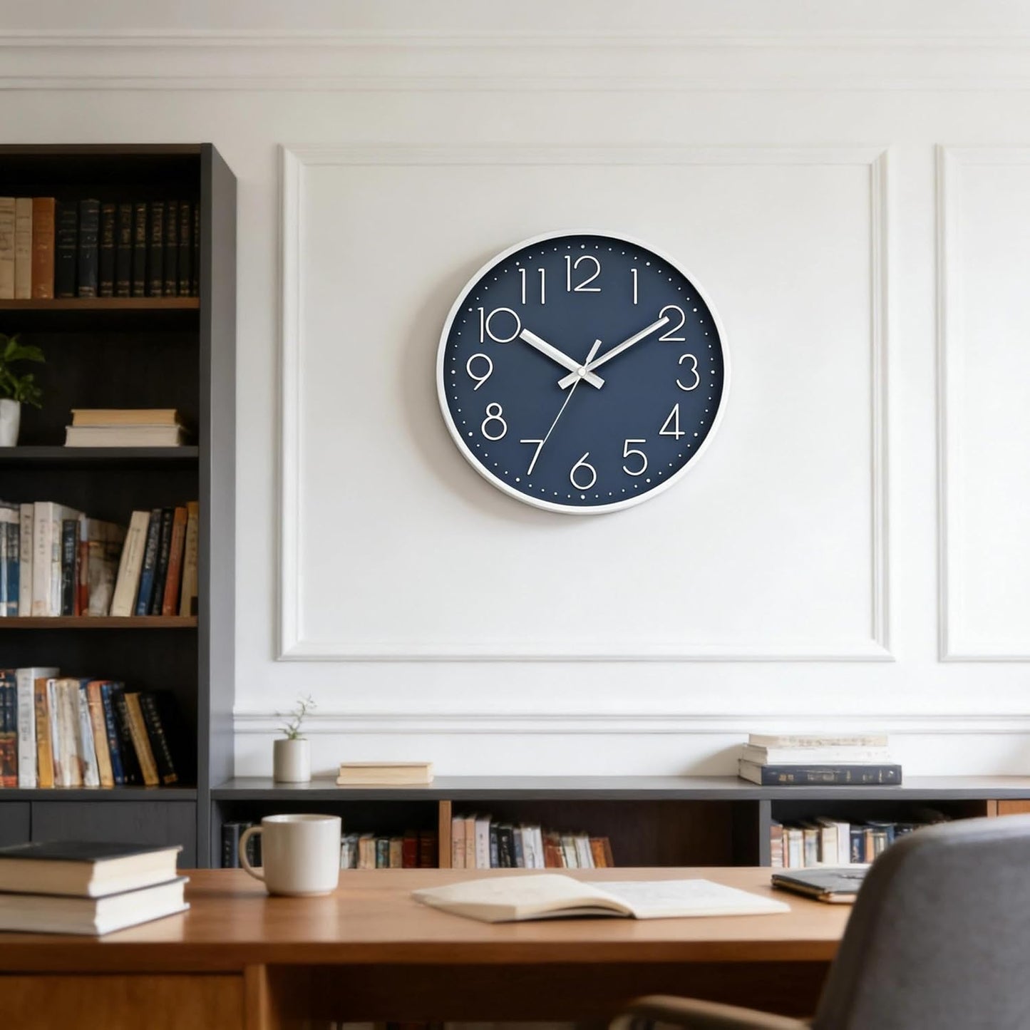 DAXSMY Wall Clock - 8 Inch Silent Non-Ticking Modern 3D Wall Clocks Battery Operated - Decorative Clock for Kitchen, Home Office, Bathroom, Bedroom(Rose Gold)