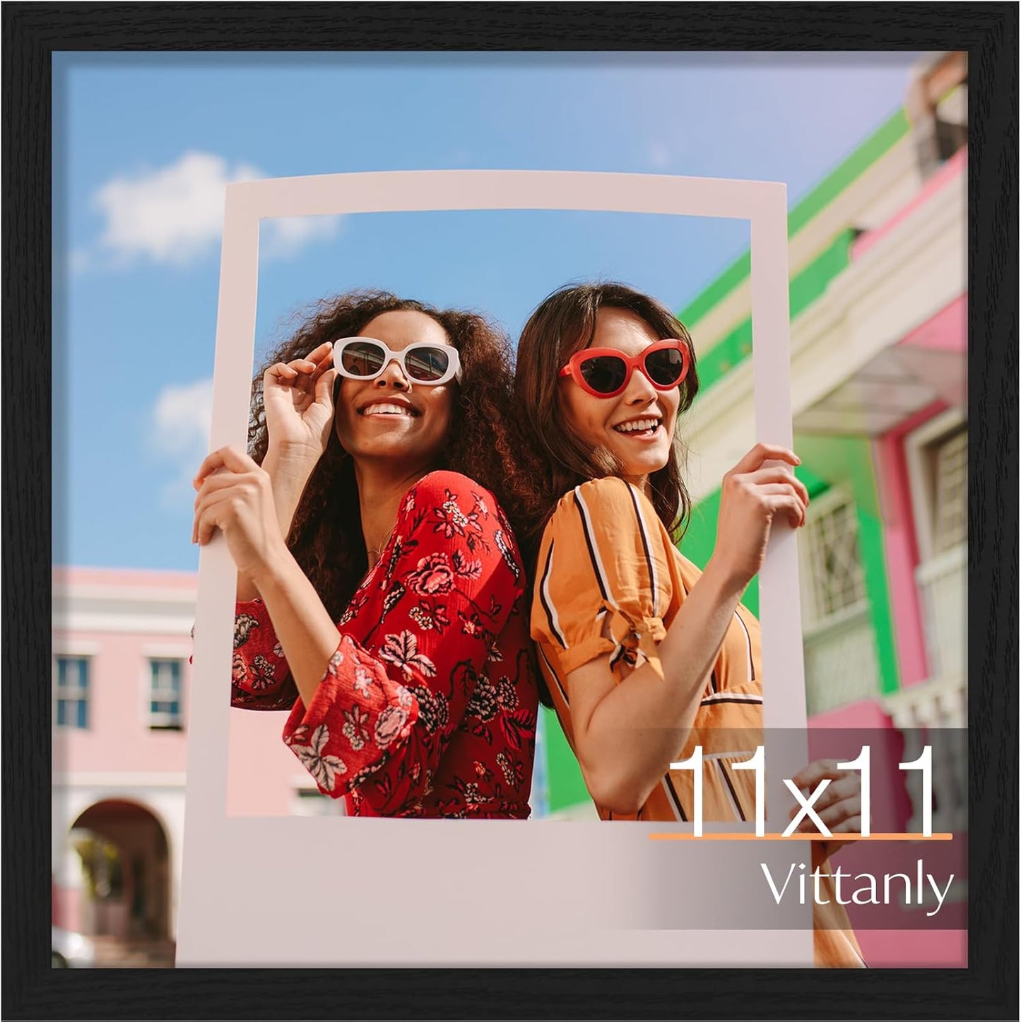 Vittanly 11x14 Picture Frame, Display Pictures 8x10 with Mat or 11x14 without Mat, Photo Frame for Wall Mounting, Black, 1 Pack - Colors A