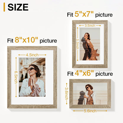 Vittanly 20 Pack Picture Frames Collage Wall Decor, Multi Sizes Including 4pcs 8x10, 8pcs 5x7 and 8pcs 4x6 Photo Frames, Gallery Frame Set for Wall or Tabletop Display, Black, Brown and Dark Grey