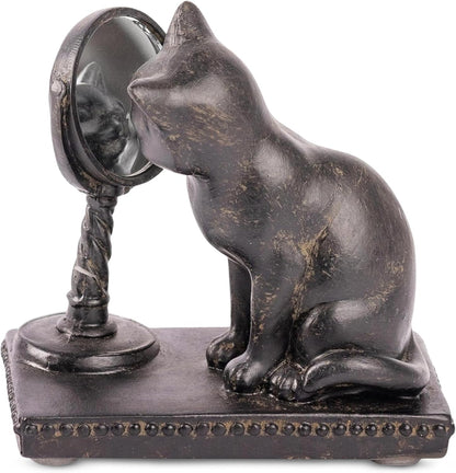 Young's Inc Cat Figurine - Cute Cat Statue - Whimsical Cat Decor for Cat Lovers, Collectibles and Meditation Decor - Cat with Eye Glasses - 4'' L X 3'' W X 5'' H