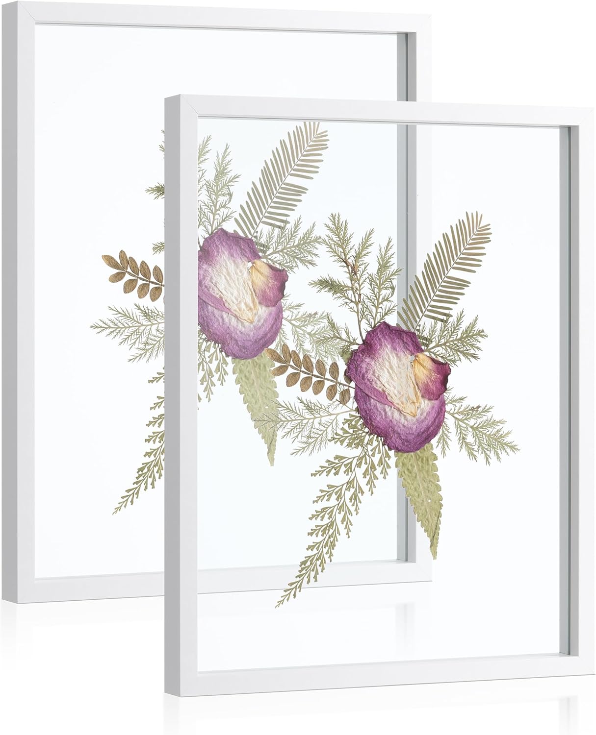 Sonefreiy Floating Picture Frames 8x10 Set of 2, Wooden Photo Frame Double Glass Pressed Flower Frames 5x7 Wall and Tabletop Display Mothers Day Gift for Family Friends Wedding