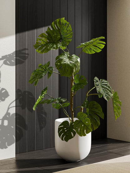 LE TAUCI 12 Inch Pots for Plants, Ceramic Large Planters for Indoor Plants, Indoor Plant Pots for Home Garden Patio Office, Planter Pots with Drainage Hole and Rubber Plug, Neutral Gray