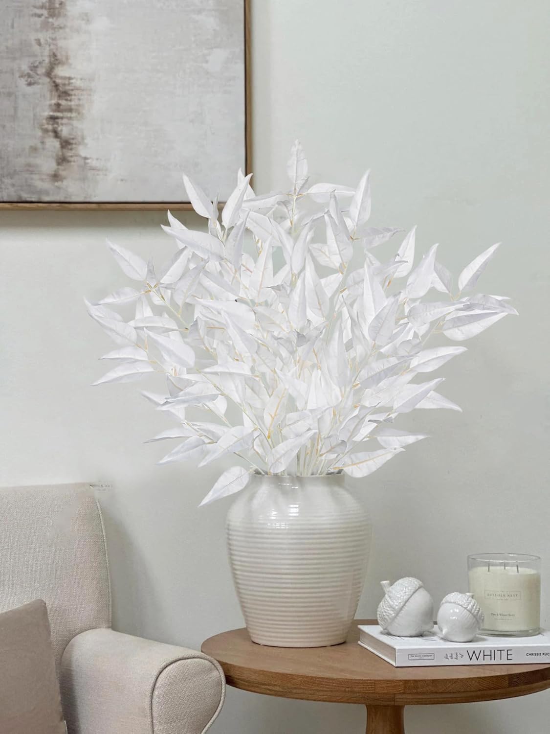 Faux Eucalyptus Stems Willow Eucalyptus Leaves 34” Long Fake Salix Leaves 3 Pcs Artificial Greenery Stems for DIY Bouquet Arrangements Centerpieces Shower Decorations-Artificial Eucalyptus Stems