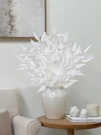 Faux Eucalyptus Stems Willow Eucalyptus Leaves 34” Long Fake Salix Leaves 3 Pcs Artificial Greenery Stems for DIY Bouquet Arrangements Centerpieces Shower Decorations-Artificial Eucalyptus Stems