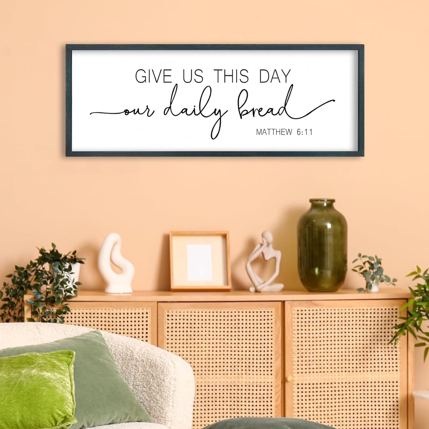 FZMHASLWW Gather Sign Wall Decor 32"×12" Large Wooden Framed for Dining Room Simple Home Kitchen Hanging Art (Wood)