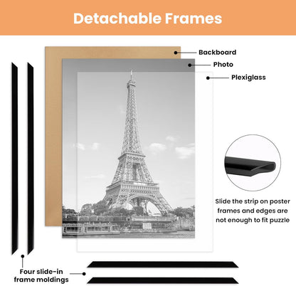 upsimples 18x24 Picture Frame Black 3 Pack, Scratch-Proof Poster Frames 18 x 24 for Photo Gallery - Slide-In Strips, Horizontal or Vertical Wall Mounting