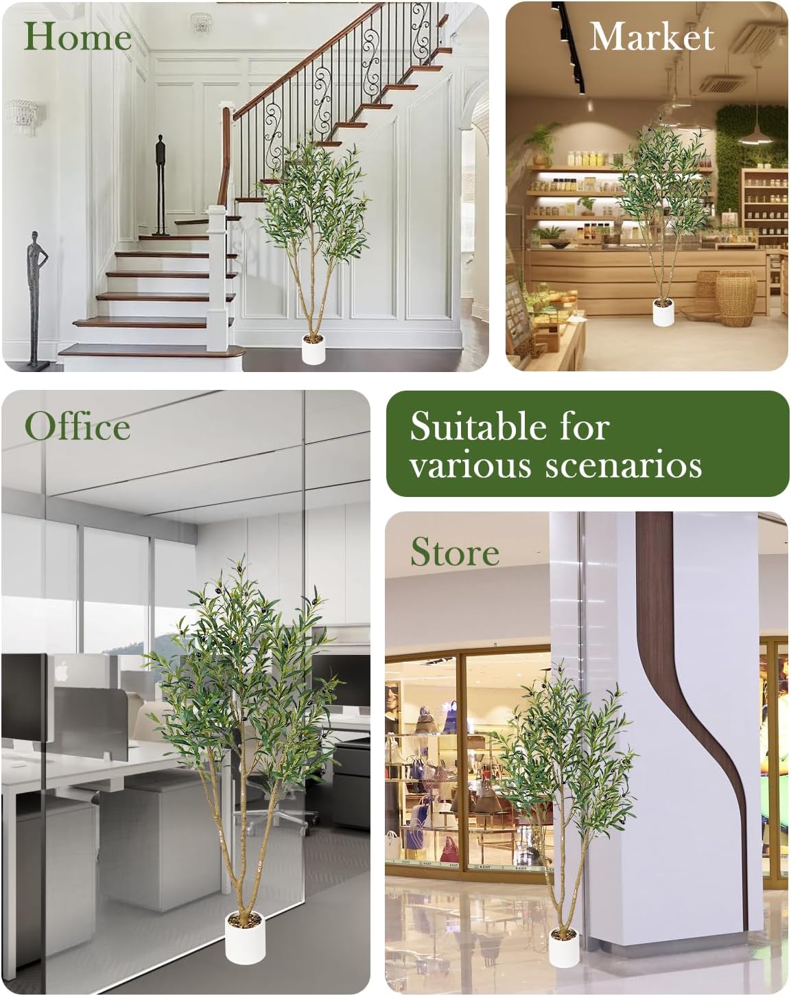 Olive Tree 6FT Fake Tree Faux Plants Indoor with Pot Artificial Tree Nearly Natural Olive Branches and Fruits for Living Room Home Office Decorations